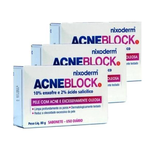 Imagem do produto Acneblock Sabonete 80G Kit Com 03 Unid Acne E Oleosidade Kleyhertz