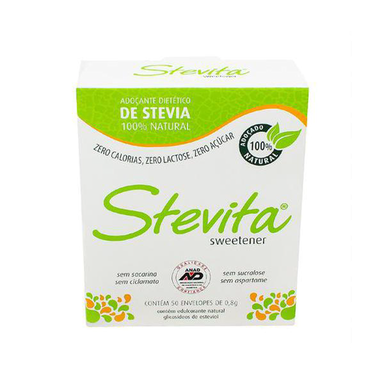 Adoçante Em Pó Stevita Sweetener Eritriol C 50 Envelopes De 0,8G Cada