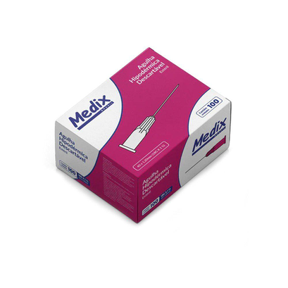 Imagem do produto Agulha Hipodérmica Descartável Rosa Medix 40 X 1,20 Mm 18G 1 1/2 100 Unidades