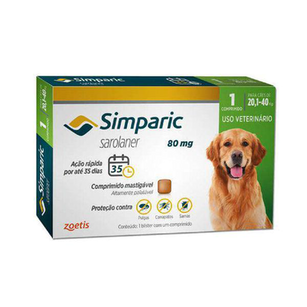 Imagem do produto Antipulga Simparic Para Cães De 20,1 A 40Kg 80Mg