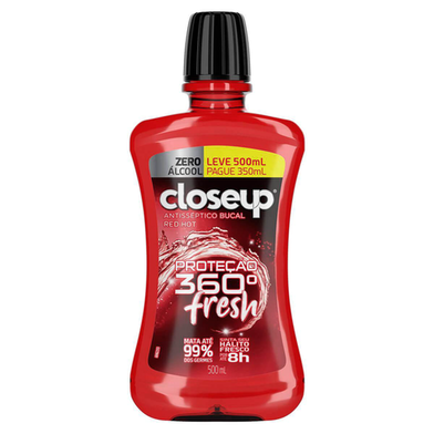 Imagem do produto Antisséptico Bucal Closeup Red Hot Proteção 360 Fresh Zero Álcool 500Ml