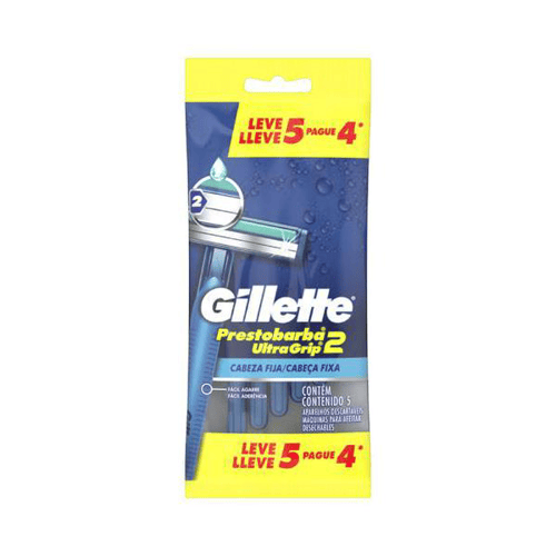 Imagem do produto Aparelho De Barbear Descartável Gillette Prestobarba Ultragrip 2 Com 5 Unidades