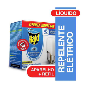 Kit Repelente Elétrico Líquido Raid Anti Mosquitos 1 Aparelho + 1 Refil De 32,9 Ml