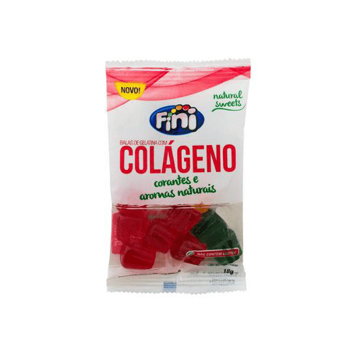 Bala De Gelatina Fini Natural Sweets Colágeno Sabores Sortidos 18G