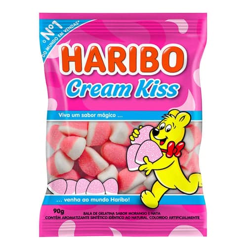 Imagem do produto Balas De Gelatina Haribo Cream Kiss Morango 100G