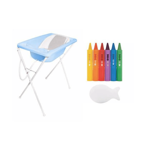 Imagem do produto Banheira Para Bebê Plástica Acqua Trio Galzerano Azul Pastel + Risque E Apague Com Esponja Buba