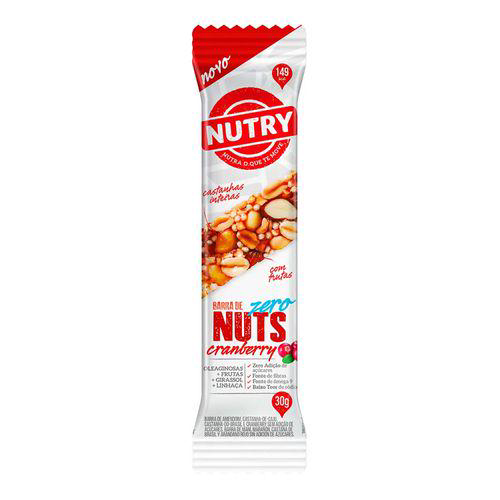 Imagem do produto Barra De Cereais Nutry Nuts Zero Cranberry Caixa Com 2 Unidades De 30G Cada