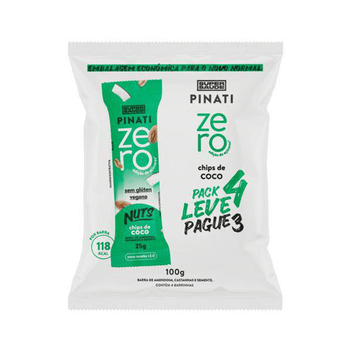 Imagem do produto Barra De Cereais Pinati Nuts Zero Chips De Coco Com 4 Unidades De 25G Cada