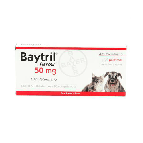 Baytril Flavour 50Mg Antimicrobiano Para Cães E Gatos