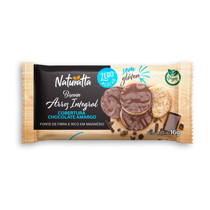Imagem do produto Biscoito De Arroz Integral C/Chocolate Zero Acucar Naturatta 16G