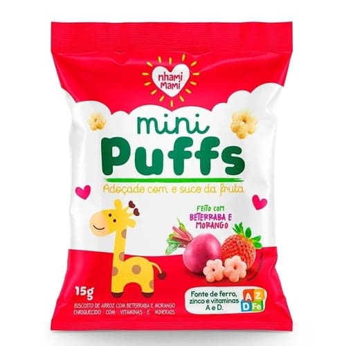 Imagem do produto Biscoito Infantil Mini Puffs Snack Beterraba E Morango 15G