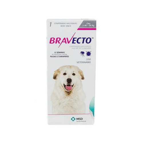 Imagem do produto Bravecto Contra Pulgas E Carrapatos Para Cães Entre 40 E 56Kg Com 1 Comprimido Mastigável
