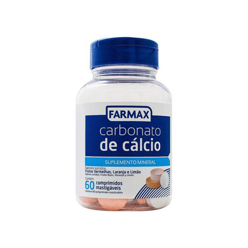 Imagem do produto Carbonato De Cálcio Farmax Comprimidos Mastigáveis Com 60 Unidades Sabores Sortidos