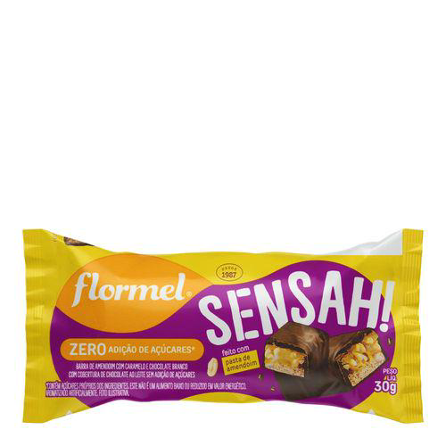 Imagem do produto Chocolate Flormel Sensah! Zero Açúcar Amendoim Com Caramelo E Chocolate Branco 30G 30G