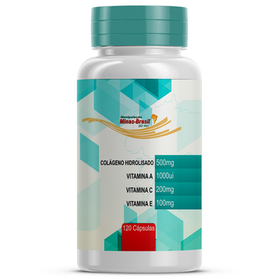 Imagem do produto Colágeno Hidrolisado 500Mg Vitamina A 1000Ui Vitamina C 200Mg Vitamina E 100Mg 120 Cápsulas