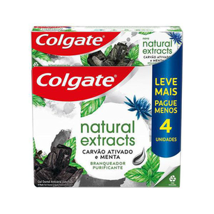 Imagem do produto Creme Dental Colgate Natural Extract Carvao Ativado E Menta 4 Unidades 90G Cada