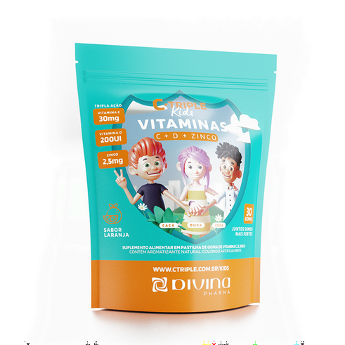 Imagem do produto Ctriple Kids Vitamina C Sabor Laranja 30 Gomas Mastigáveis