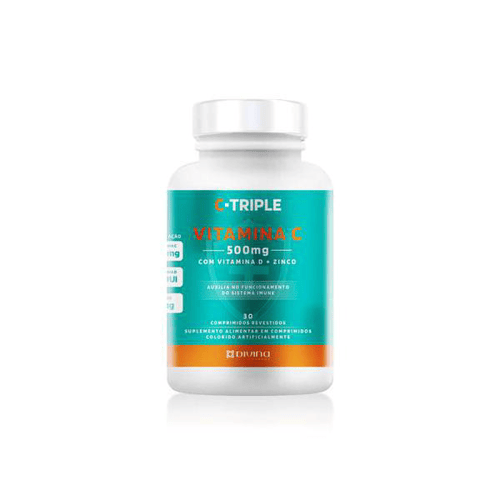 Ctriple Vitamina C 500Mg Com Vitamina D + Zinco Divina Pharma 30 Comprimidos
