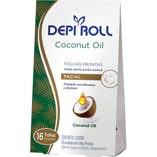 Imagem do produto Depilador Depiroll Coconut Oil Cera Fria Facial Folhas Prontas Com 16 Unidades 8 Pares