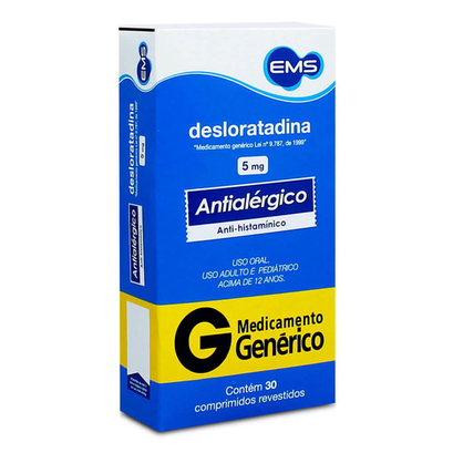 Desloratadina - 5Mg Com 30 Comprimidos Ems Genérico