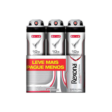 Imagem do produto Desodorante Aerosol Rexona Antibacteriano 90G 3 Unidades