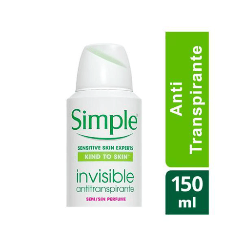 Imagem do produto Desodorante Aerosol Simple Invisible Sem Perfume 150Ml