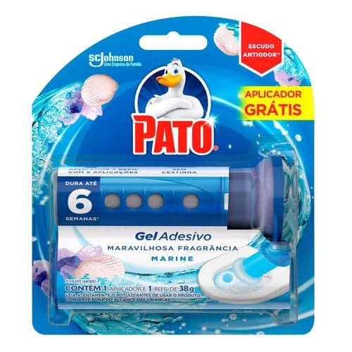 Imagem do produto Desodorizador Sanitário Pato Gel Adesivo Marine 38G Ganhe Aplicador