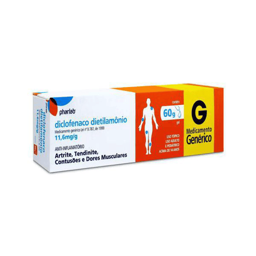 Imagem do produto Diclofenaco Dietilamonio Gel 11,6Mg 60G - Pharlab Genérico