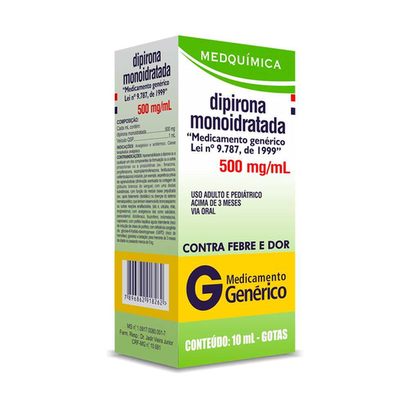 Imagem do produto Dipirona Sódica Monoidratada - 500Mg/Ml Solução Oral Frasco Com 10Ml Medquímica Genérico