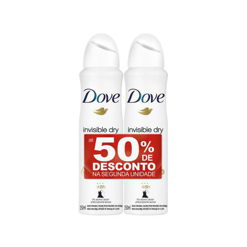 Imagem do produto Dove Kit 2 Desodorantes Aerosol Invisible Dry Feminino 89G Preco Especial