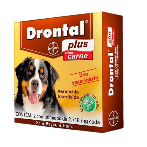 Imagem do produto Drontal Plus 2.718Mg Carne Vermicida Para Cães Uso Veterinário Com 2 Comprimidos
