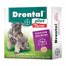 Drontal Plus Carne Vermicida Para Cães Uso Veterinário Com 2 Comprimidos