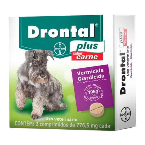 Drontal Plus Carne Vermicida Para Cães Uso Veterinário Com 2 Comprimidos