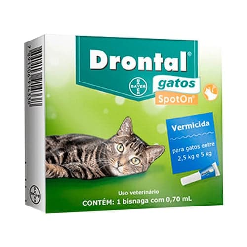 Imagem do produto Drontal Spot On Vermicida Para Gatos 2,5Kg A 5Kg Com 1 Bisnaga De 0,70Ml
