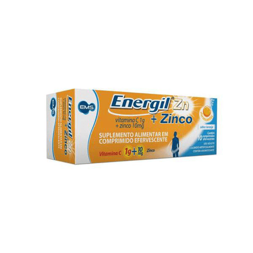 Imagem do produto Energil Zn Zinco Efervescente Sabor Laranja 1G C/ 10 Comprimidos