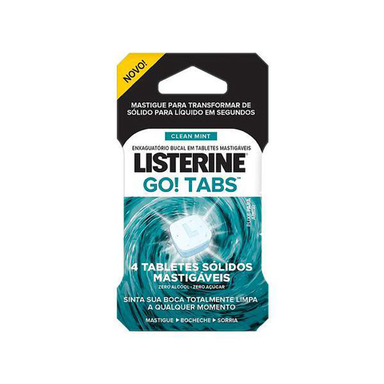 Imagem do produto Enxaguante Bucal Listerine Go! Tabs Tabletes Mastigáveis 4 Unidades Enxaguante Bucal Listerine Go Tabs 4 Unidades