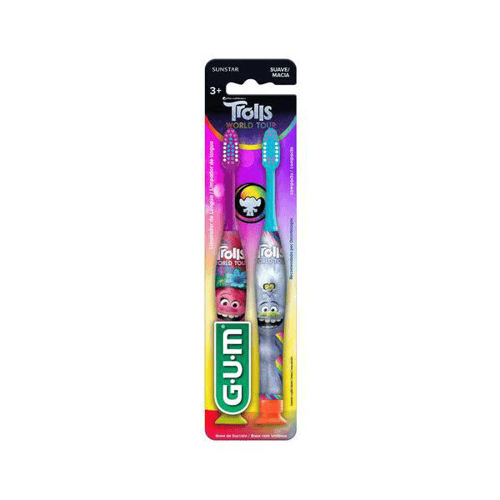 Imagem do produto Escova Dental Infantil Gum Trolls 3+ Suave Macia Manual Cores E Personagens Sortidos Com 2 Unidades