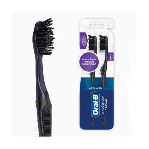 Imagem do produto Escova Dental Oralb 5 Acoes Com Carvao Advanced Com 2 Unidades