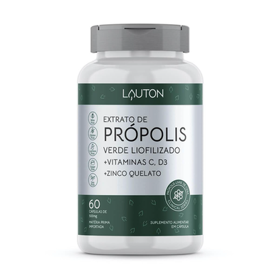 Imagem do produto Extrato De Própolis Verde Liofilizado + Vitamina C + D3 + Zinco Lauton 60 Cápsulas