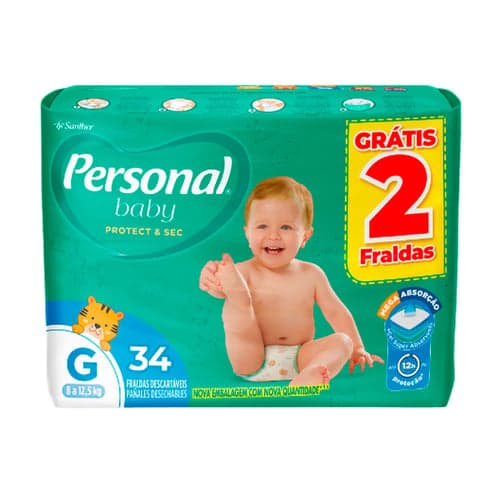 Imagem do produto Fralda Personal Baby Protect & Sec G 34 Unidades