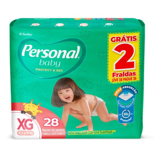 Imagem do produto Fralda Personal Baby Protect & Sec Xg 28 Unidades