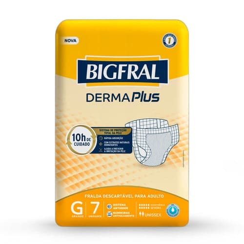 Imagem do produto Fralda Geriátrica Bigfral Derma Plus Tamanho G Com 7 Unidades
