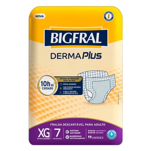 Imagem do produto Fralda Geriátrica Bigfral Derma Plus Tamanho Xg Com 7 Unidades
