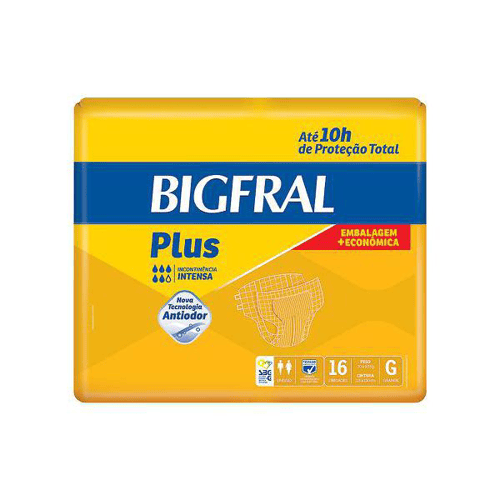 Imagem do produto Fralda - Geriátrica Bigfral Plus Grande C 16 Unidades
