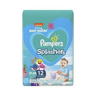 Imagem do produto Fralda Para Água Pampers Splashers Baby Shark Tamanho Pm 12 Tiras