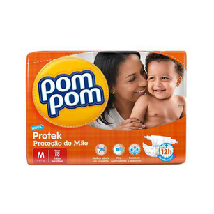 Imagem do produto Fralda - Pom Pom Protek Baby Tamanho Médio Mega Com 50 Unidades