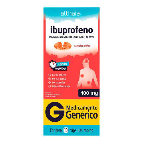 Imagem do produto Ibuprofeno - 400Mg 10 Cápsulas Mole Althaia Genérico