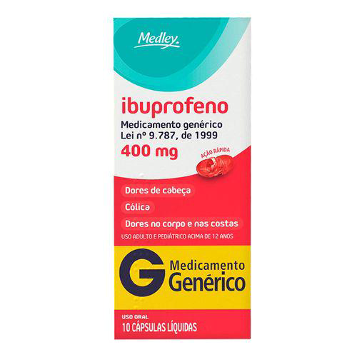 Imagem do produto Ibuprofeno Cápsulas Gel 400Mg 10 Cápsulas - Medley Genérico