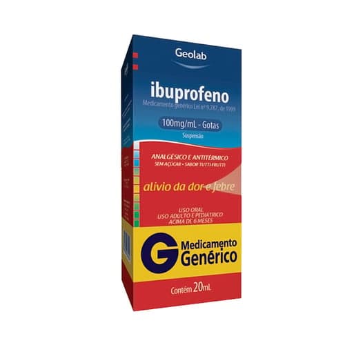 Ibuprofeno - Gotas 100Mg/Ml Suspensão Oral Frasco Pe Com 20Ml Geolab Genérico