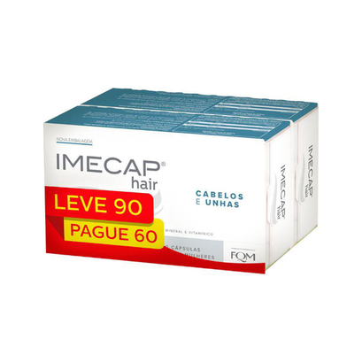 Imagem do produto Imecap Hair Leve 90 Pague 60 Cápsulas Cabelos E Unhas Especial